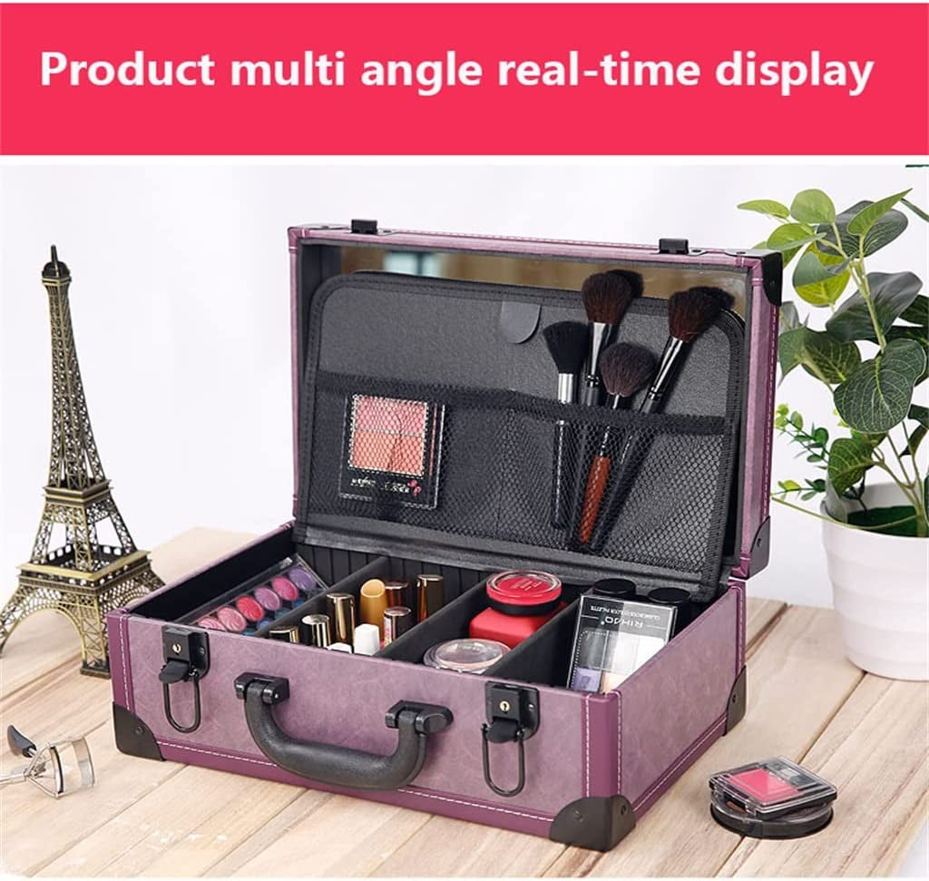 XMTXZYM Travel Makeup Artist Beauty Nail Suitcase Organizer with Cosmetics Organizer Makeup Case (Color : Gray, Size : 35.5 * 22 * 14Cm)