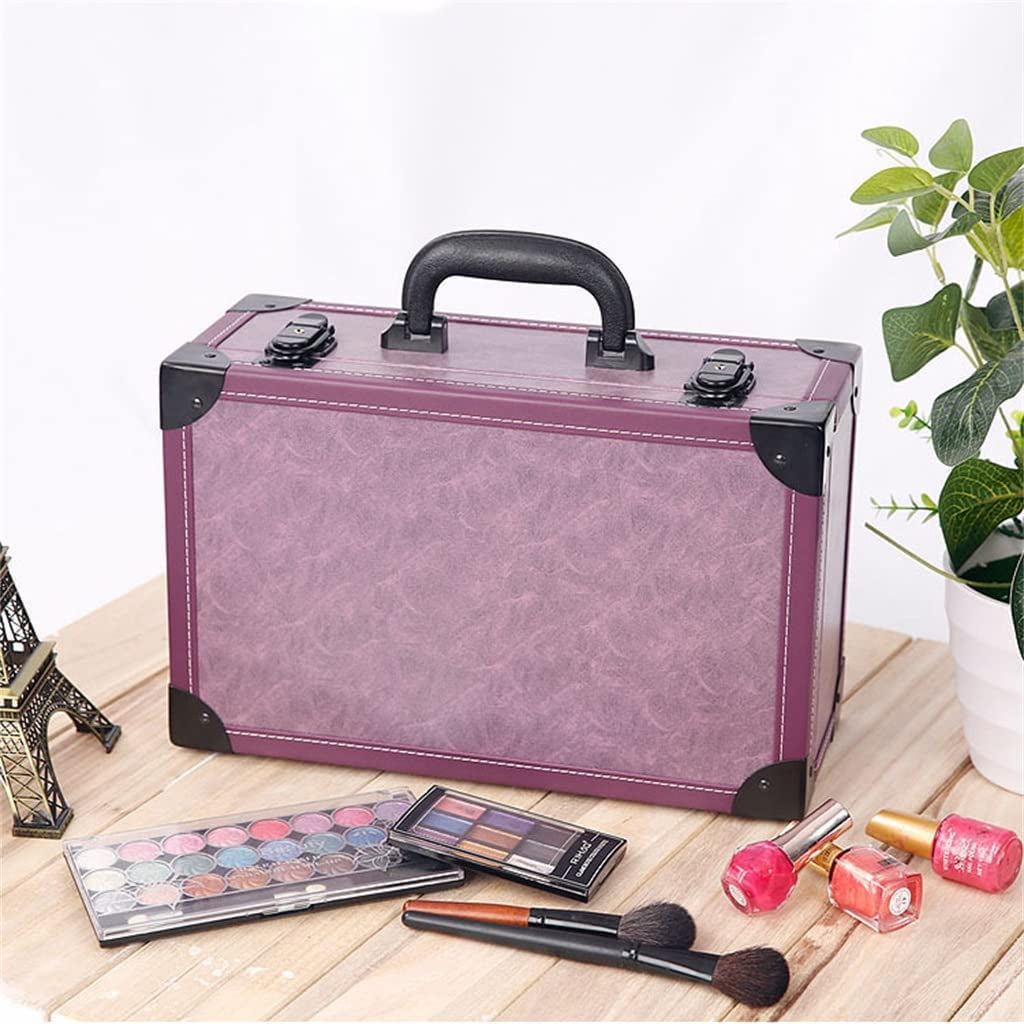 ZSEDP Travel Makeup Artist Beauty Nail Suitcase Organizer with Cosmetics Organizer Makeup Case (Color : D, Size : 35.5 * 22 * 14Cm)