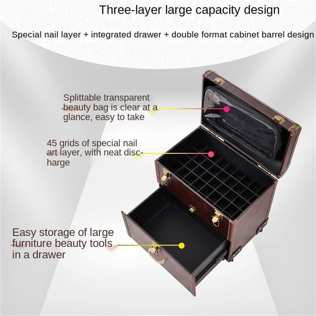 XMTXZYM Makeup Suitcase with Wheels Retro Beauty Embroidery Manicure Large Capacity Rolling Suitcase Makeup Trolley Case (Color : D, Size : 36 * 23 * 34Cm)