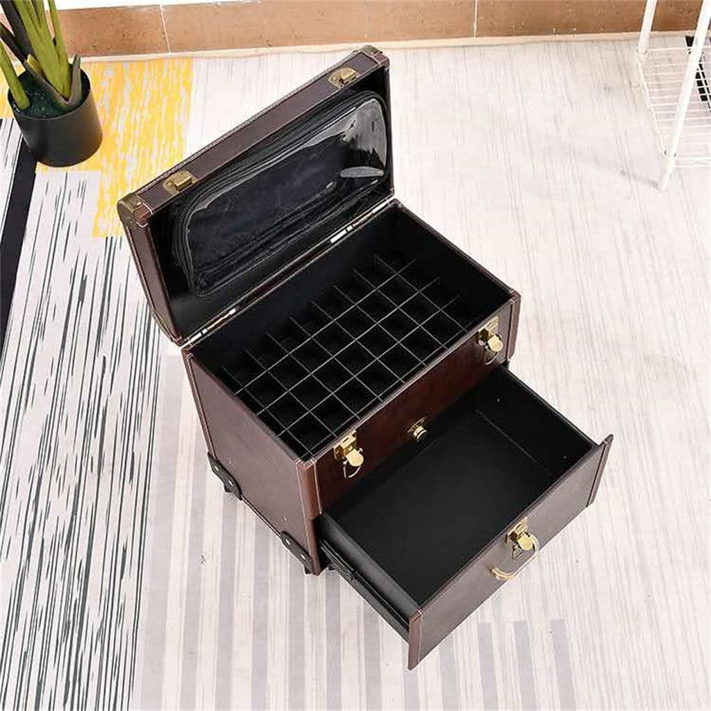 XMTXZYM Makeup Suitcase with Wheels Retro Beauty Embroidery Manicure Large Capacity Rolling Suitcase Makeup Trolley Case (Color : D, Size : 36 * 23 * 34Cm)