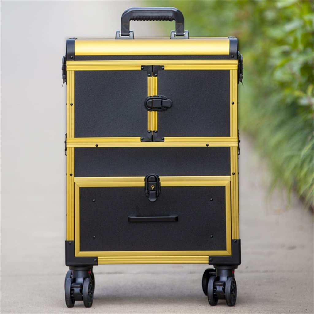 XMTXZYM Large Capacity Foldable Multi-Layer Travel Full Makeup Artist Beauty Manicure Suitcase Trolley Case Cosmetic Storage Box