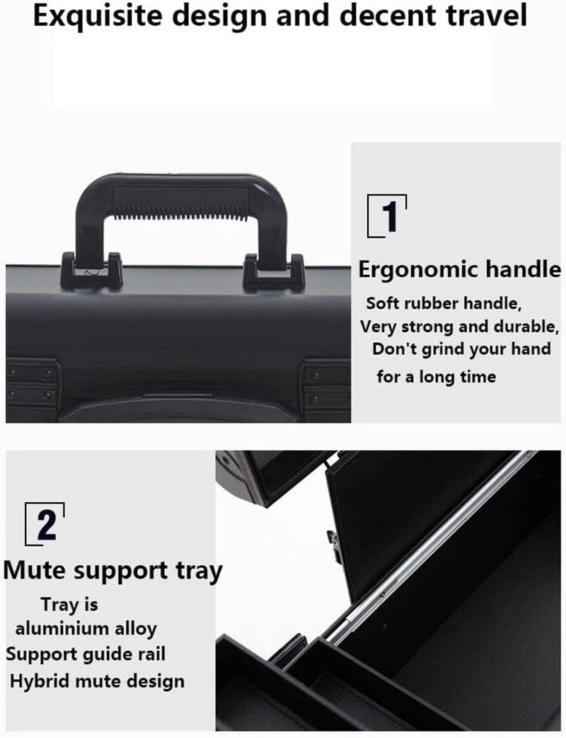 XMTXZYM Large Capacity Foldable Multi-Layer Travel Full Makeup Artist Beauty Manicure Suitcase Trolley Case Cosmetic Storage Box