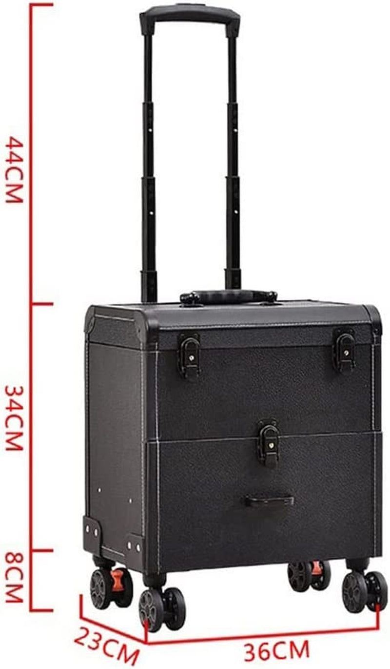 XMTXZYM Makeup Suitcase with Wheels Retro Beauty Embroidery Manicure Large Capacity Rolling Suitcase Makeup Trolley Case (Color : D, Size : 36 * 23 * 34Cm)