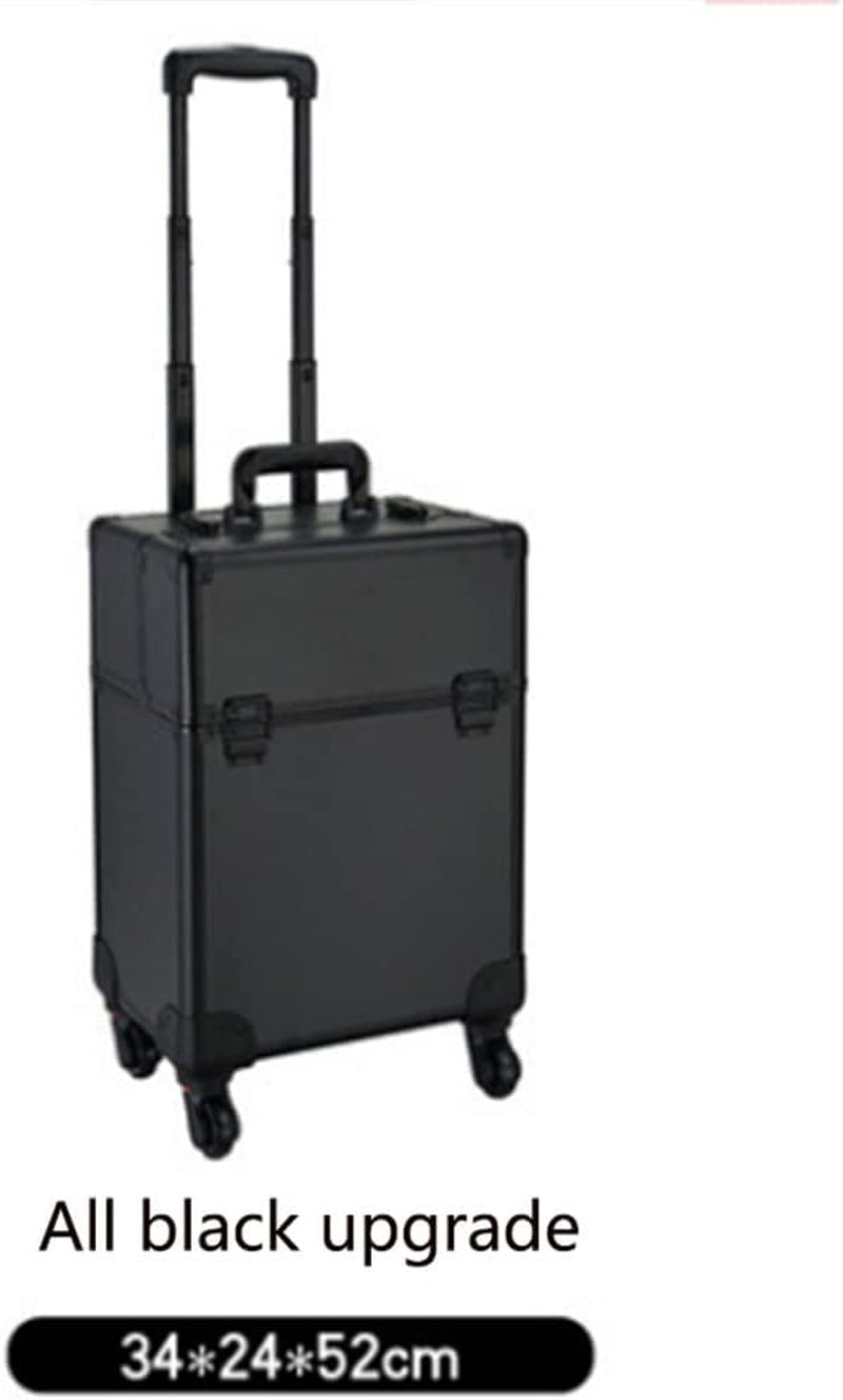 BDYLSF Cosmetic Suitcase Travel Large-Capacity Cosmetic Storage Storage Toolbox Roller Beauty Barber Trolley Case (Color : Black, Size : 37 * 24 * 52Cm)