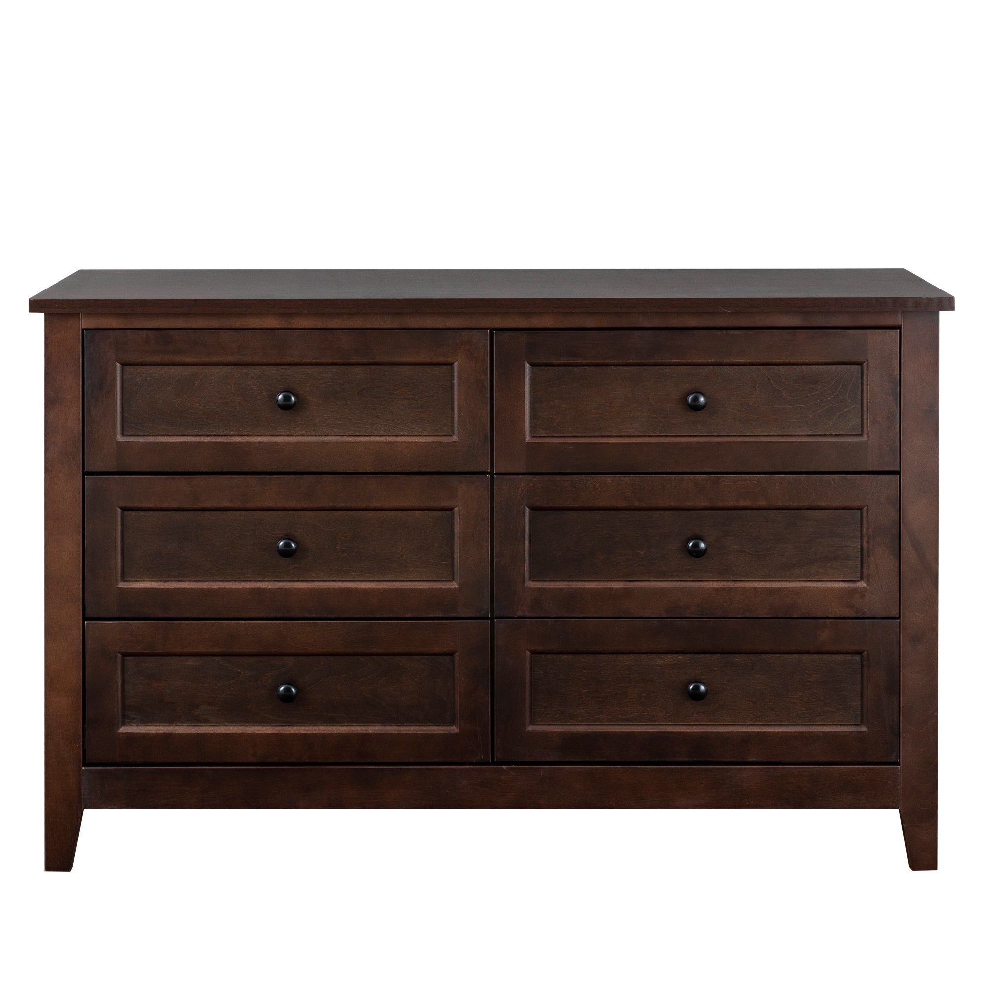 6 Drawers Wood Accent Stylish Dresser Chest and Storage Organizer in Auburn