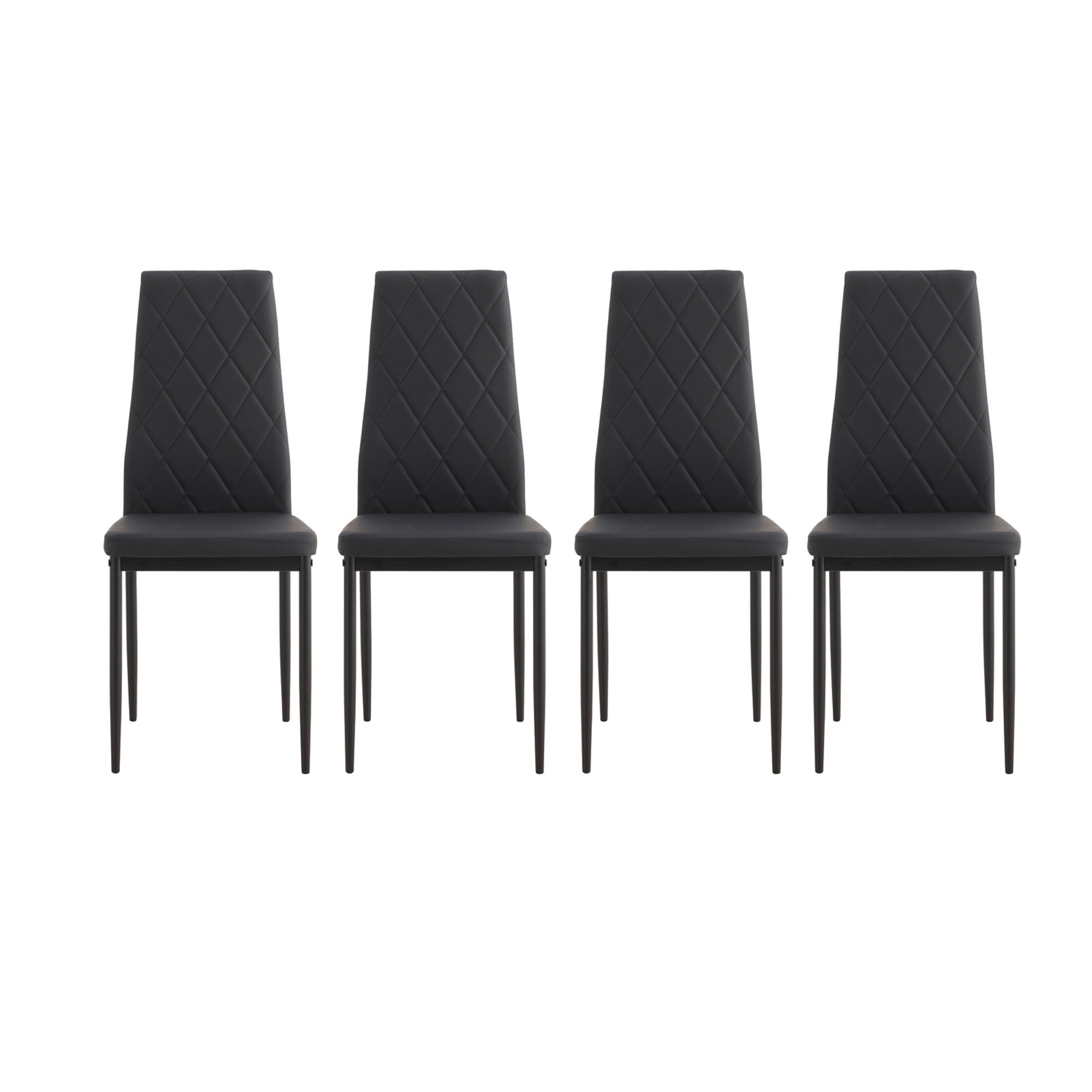 4 pcs Black Simple Modern Kitchen Dining Chairs with High Density Sponge and Metal Legs