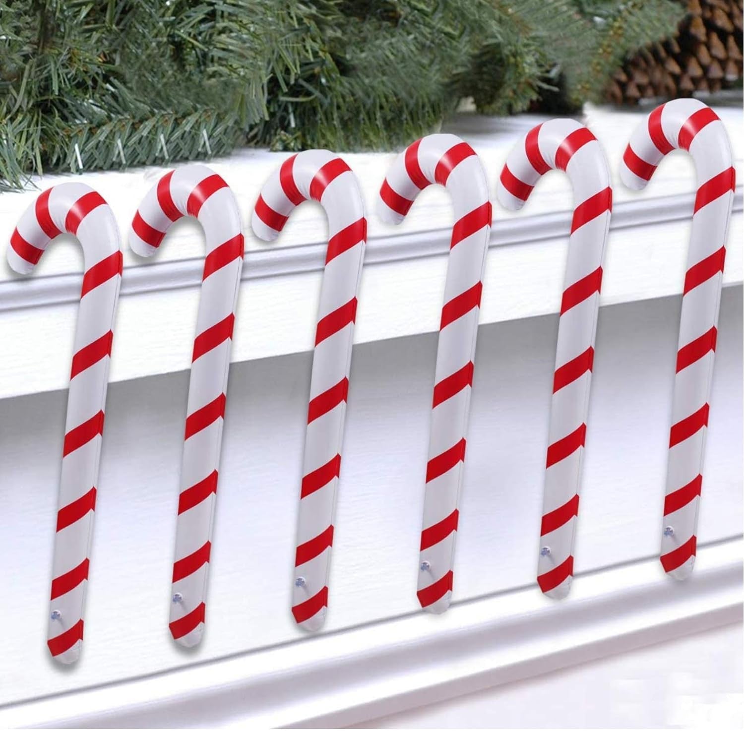 6Pcs 35 Inch Inflatable Christmas Candy Cane for Christmas Decorations, Outdoor Holiday Decorations by