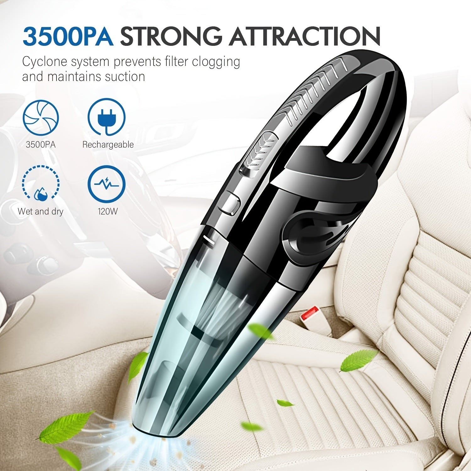 Handheld Vacuum Cleaner; Cordless Rechargeable Lightweight Portable Mini Hand Vac With Powerful Cyclonic Suction For Wet Dry Car Pet Hair Home Use