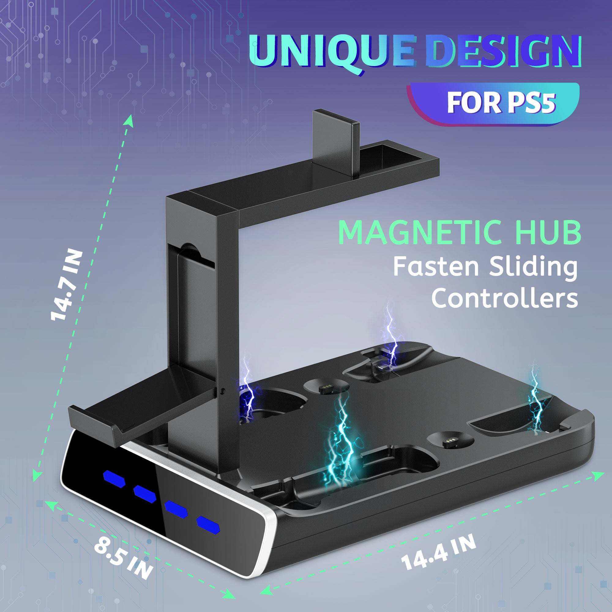 PSVR2 Controller Charging Dock with LED Light, VR Stand Display Your PSVR2, Charging Compatible with PS5 Controller Charger, Playstation VR2 Handle, Charging Cable, Seat Charger