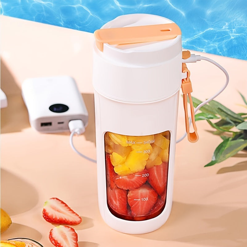 Portable Wireless Blender With The Straw; USB Travel Juice Cup Baby Food Mixing Juicer Machince With Updated 8 Blades