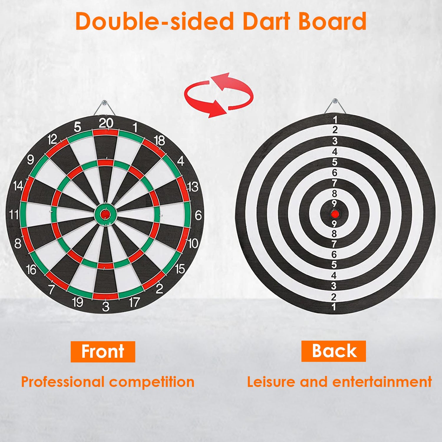 16in Dart Board Game Set 6 Steel Tip Darts Double-sided Dartboard Outdoor Indoor Party Game Set