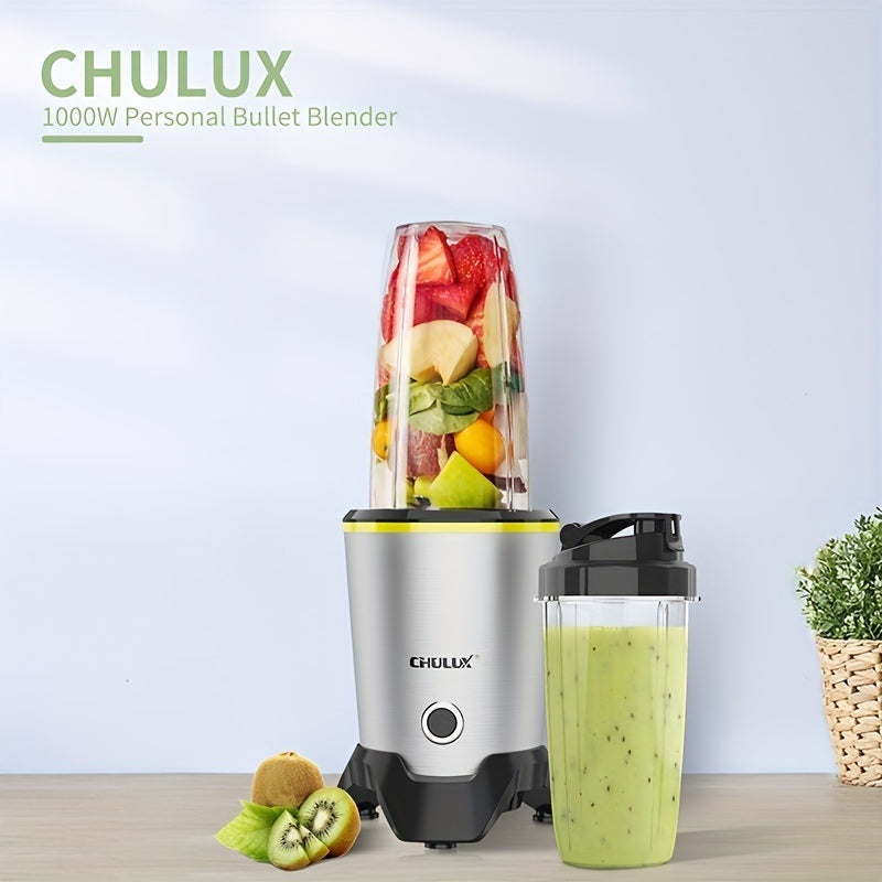 CHULUX 1000W Bullet Blender for Shakes and Smoothies, Personal Single Serve Blender with 6-Edge Blade 32oz Blender Cup, Portable Blender Coffee Grinder Nutritional Blender for Kitchen Fruit Vegetable