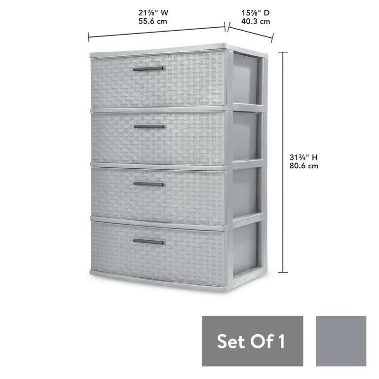 4 Drawer Wide Weave Tower Decoration Storage Cabinet
