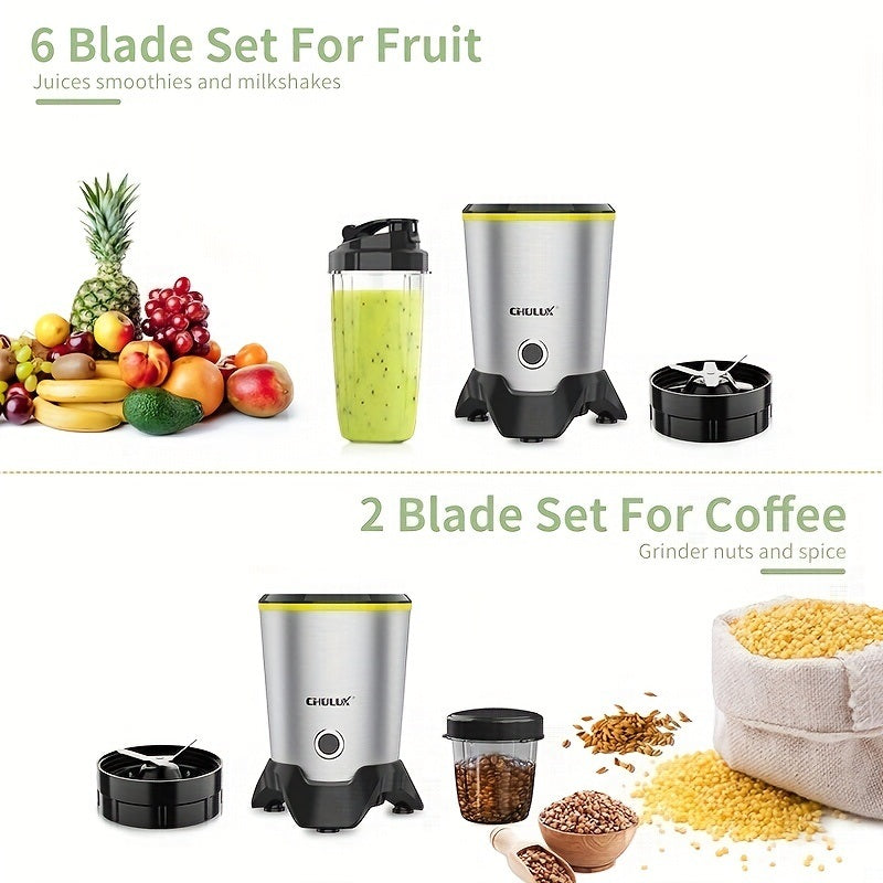 CHULUX 1000W Bullet Blender for Shakes and Smoothies, Personal Single Serve Blender with 6-Edge Blade 32oz Blender Cup, Portable Blender Coffee Grinder Nutritional Blender for Kitchen Fruit Vegetable