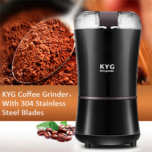 Spice KYG Coffee Grinder 300W Electric Coffee Grinder with 304 Stainless Steel Blades 50g Capacity 9000 r/min Portable for Coffee Beans Nuts Herbs with Cleaning Brush 