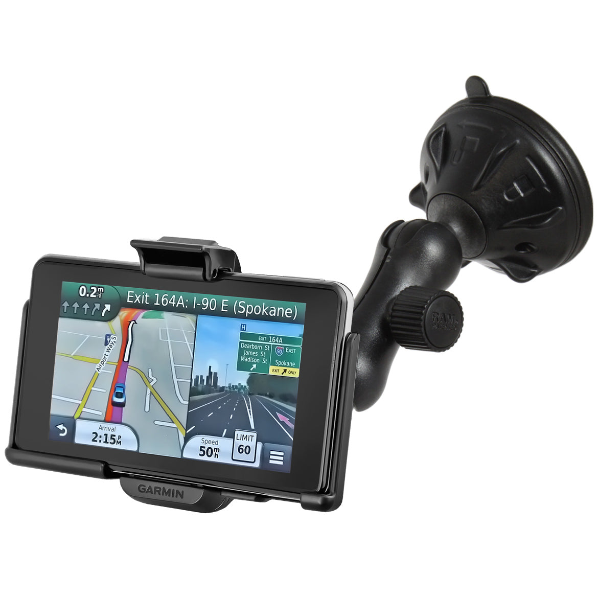 RAM? Twist-Lock? Low Profile Suction Mount for Garmin nuvi 3450 + More