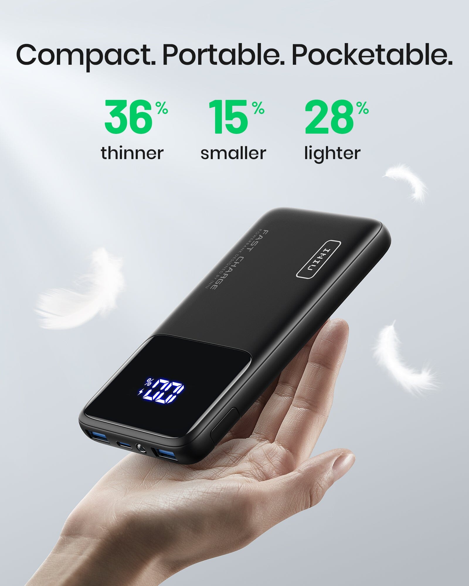 INIU B6 10,000mAh 22.5W, Built-in Holder,Compatible with iPhone 14 13 12 Pro Samsung S21 Google LG iPad Tablet, etc.