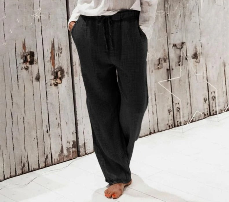 Linen wide-leg pants