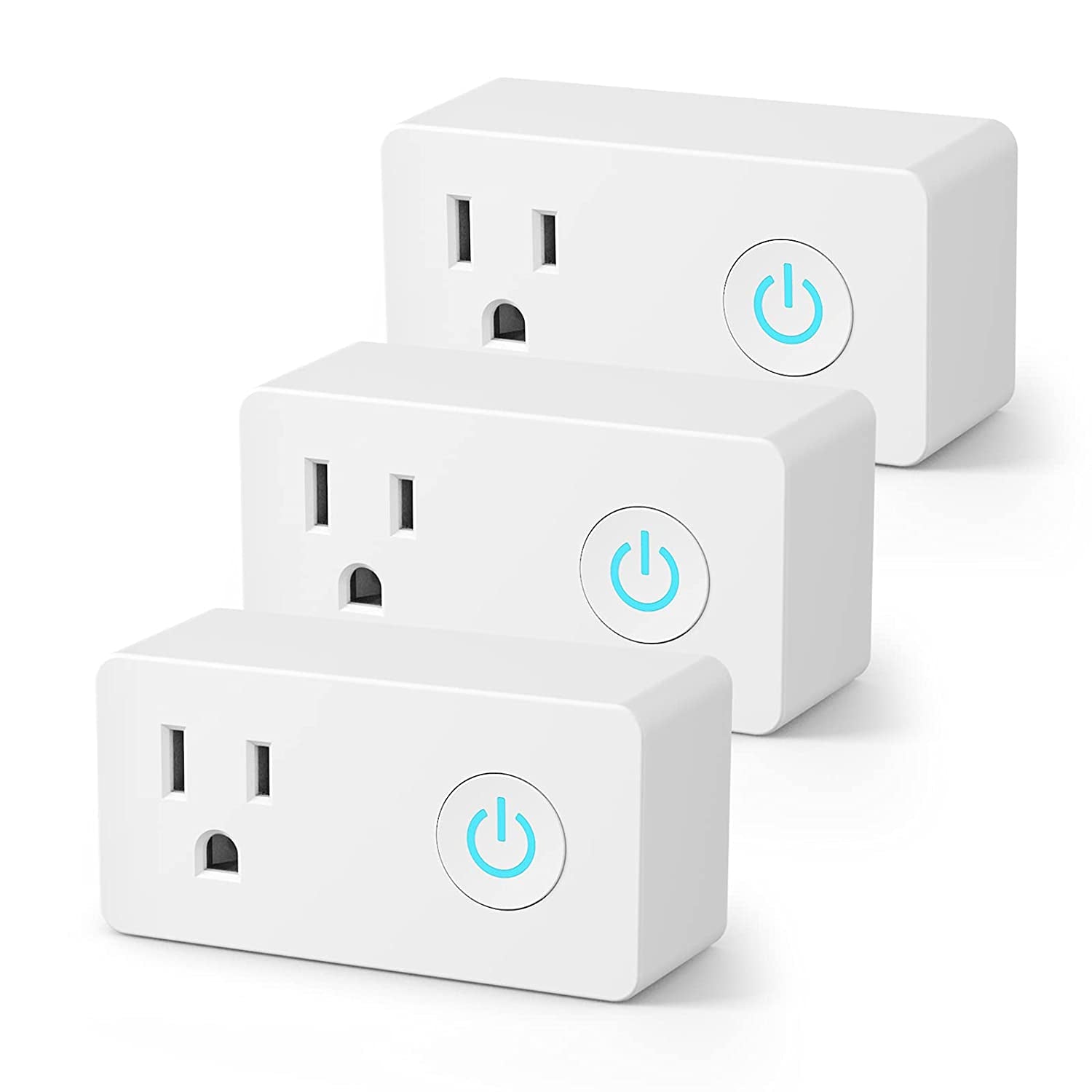 Wifi Heavy Duty Smart Plug Outlet, No Hub Required with Timer Function, White, Compatible with Alexa and Google Assistant, 2.4 Ghz Network Only (3 Pack)