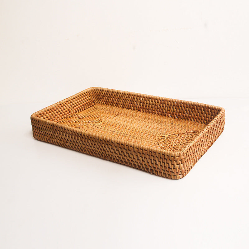 Desktop Storage Basket Rattan Living Room Home