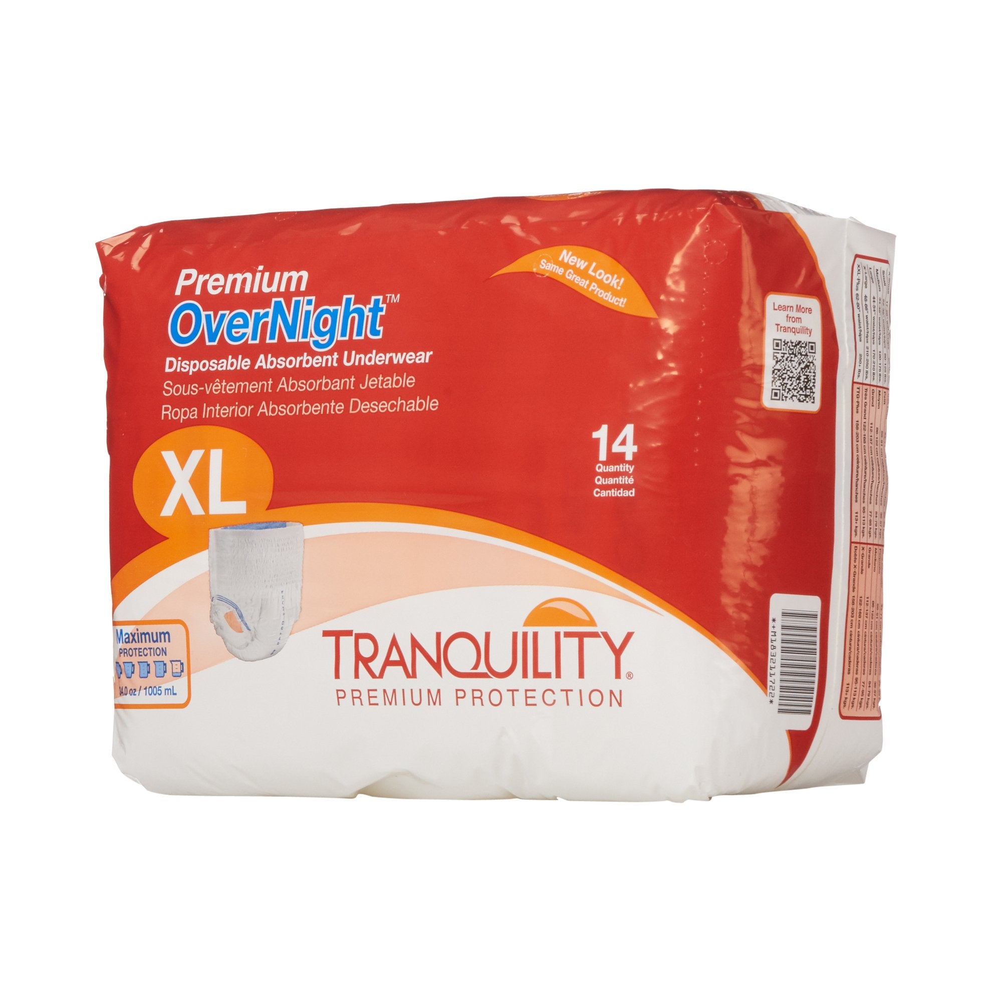 Tranquility? Premium OverNight? Absorbent Underwear, Extra Large -- (Quantity = 56)