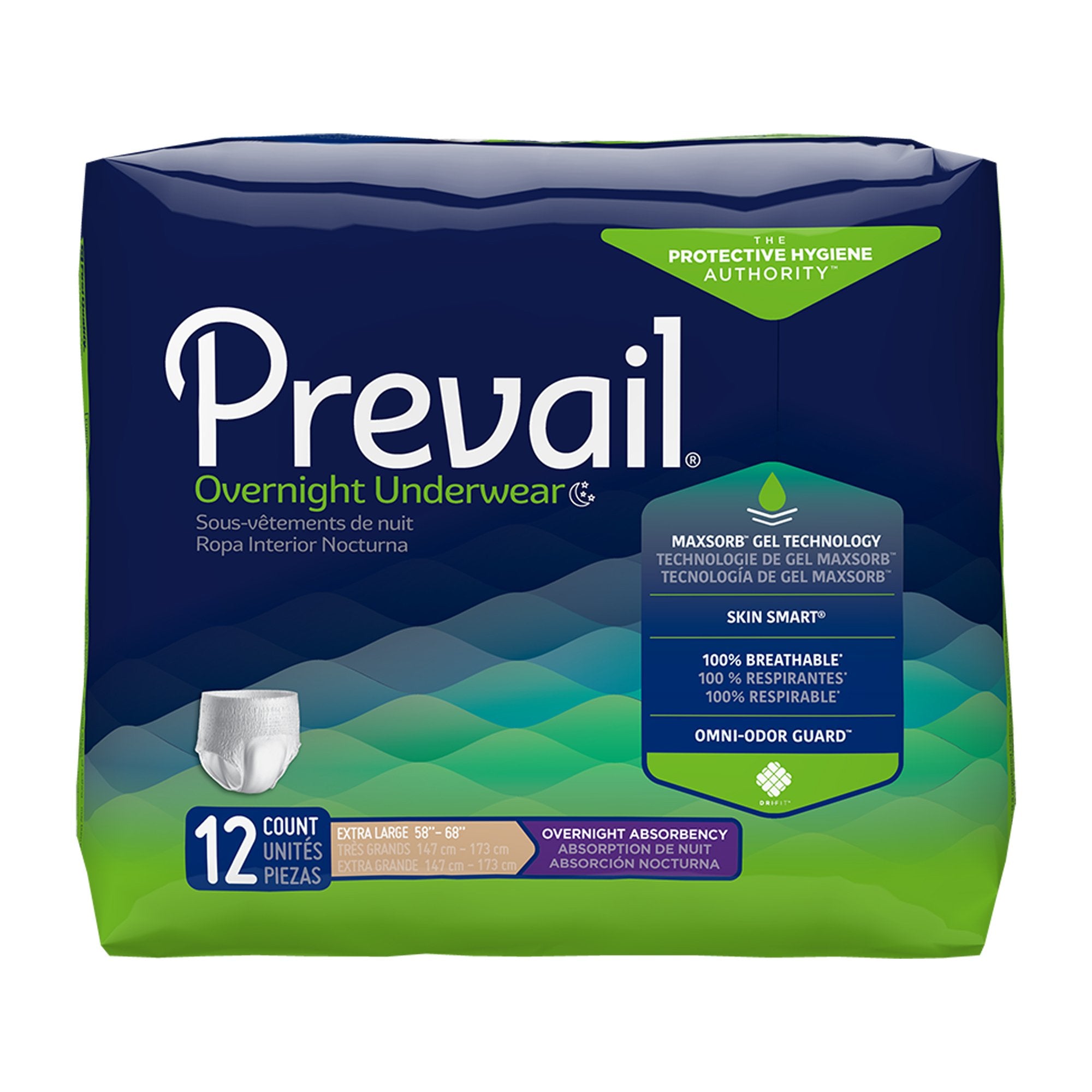 Prevail? Overnight Absorbent Underwear, Extra Large -- QTY: PK/12