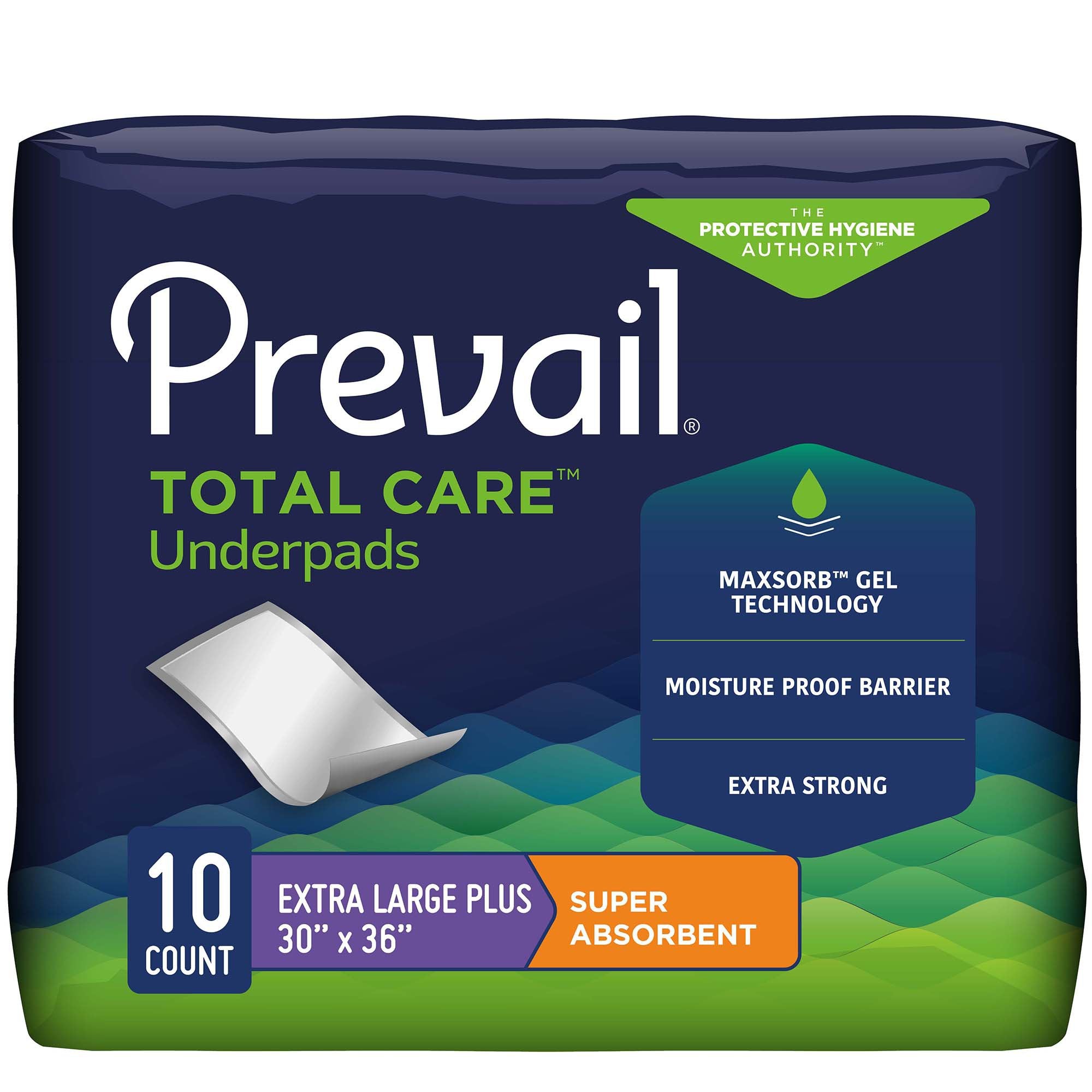 Prevail? Total Care? Super Absorbent Polymer Underpad, 30 x 36 Inch -- QTY: BG/10