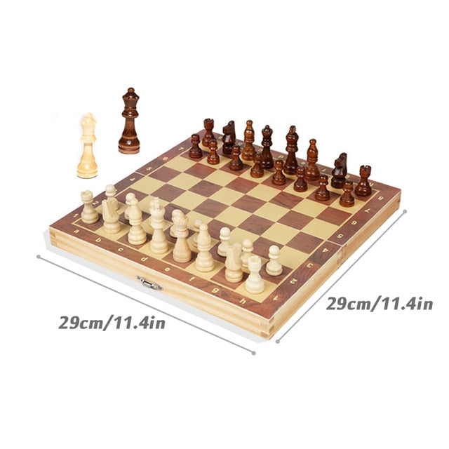 Enhance Cognitive Skills with a Portable Wooden Chess Set | Magnetic Board with 34 Chess Pieces for Travel and Storage