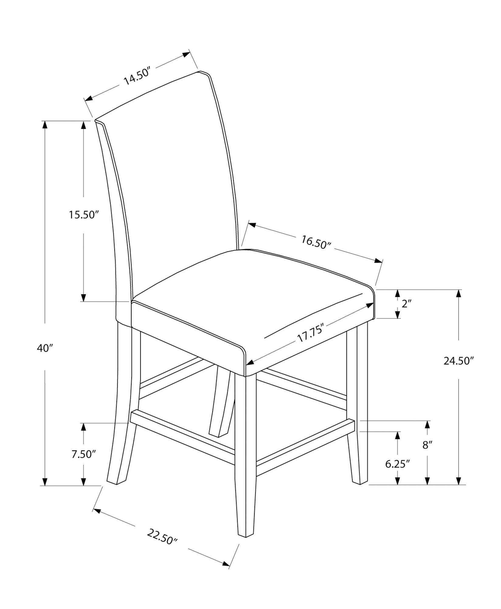 Kacy Counter Height Dining Chair With Footrest (Set of 2 - Brown)