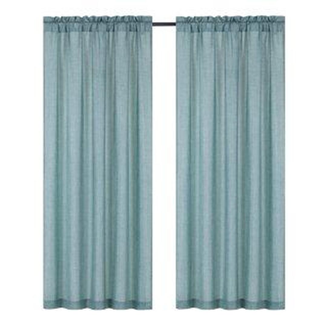 Gina Metallic Jacquard Rod Pocket Curtain Panels Green