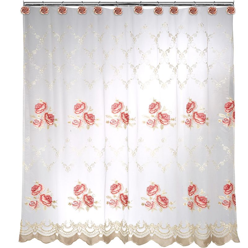 Popular Bath Blossom Rose Shower Curtain, Red, 70