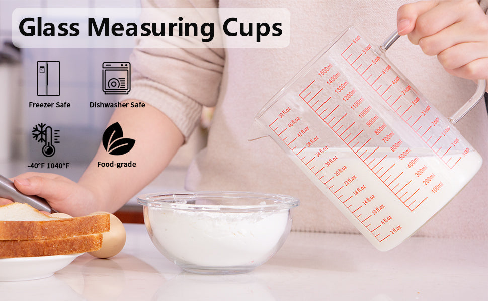  Luvan 50oz/6 Cups Glass Measuring Cup, Easy to Read