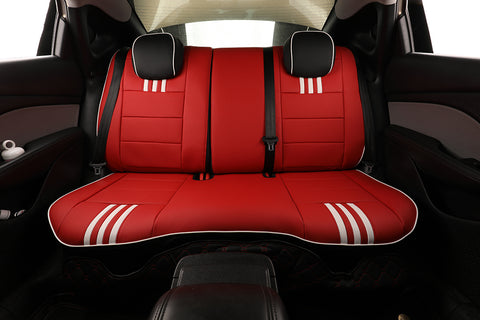 Fiat Viaggio custom seat cover: AD-3 Design black red with white piping and stripes 3
