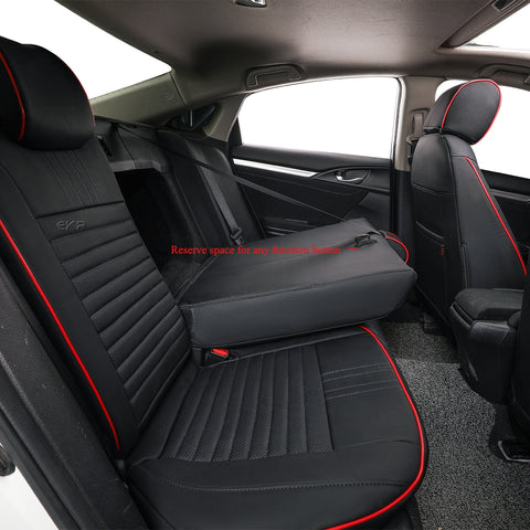 Black Leatherette Pinstripes Red Piping