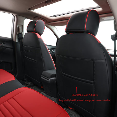 Black Red Leatherette Pinstripes Red Piping