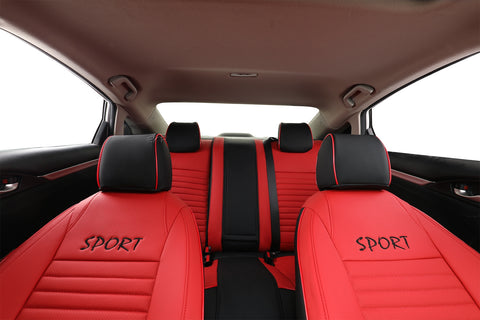 Black Red Leatherette Pinstripes Red Piping