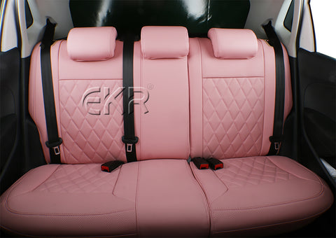 Pink Leatherette Diamond Stitching Pink Line