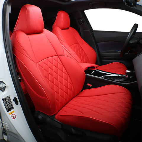 Red Leatherette Diamond Stitching Red Piping