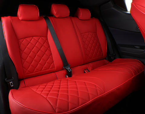 Red Leatherette Diamond Stitching Red Piping