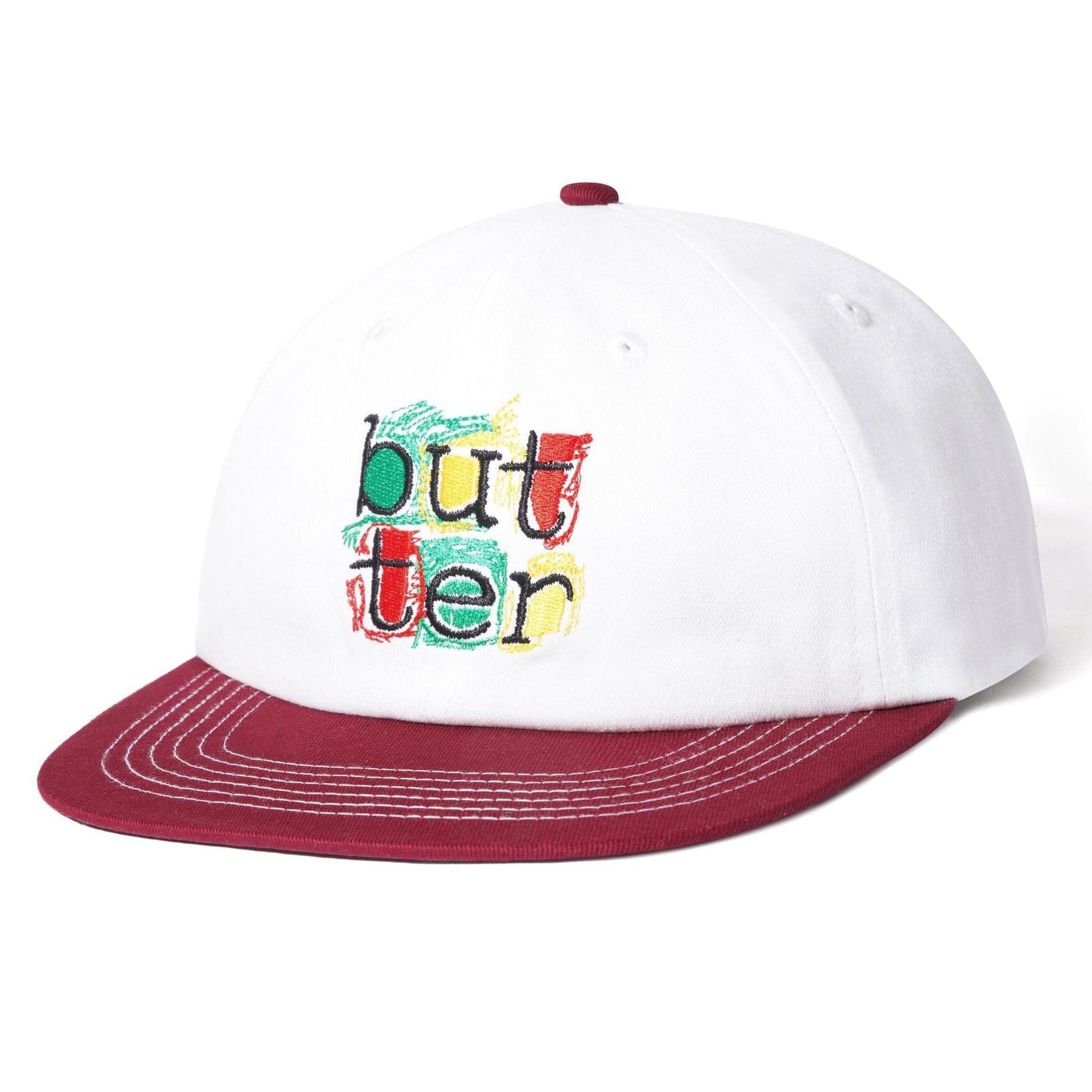 Butter Goods Scribble 6 Panel Cap White/Burgundy