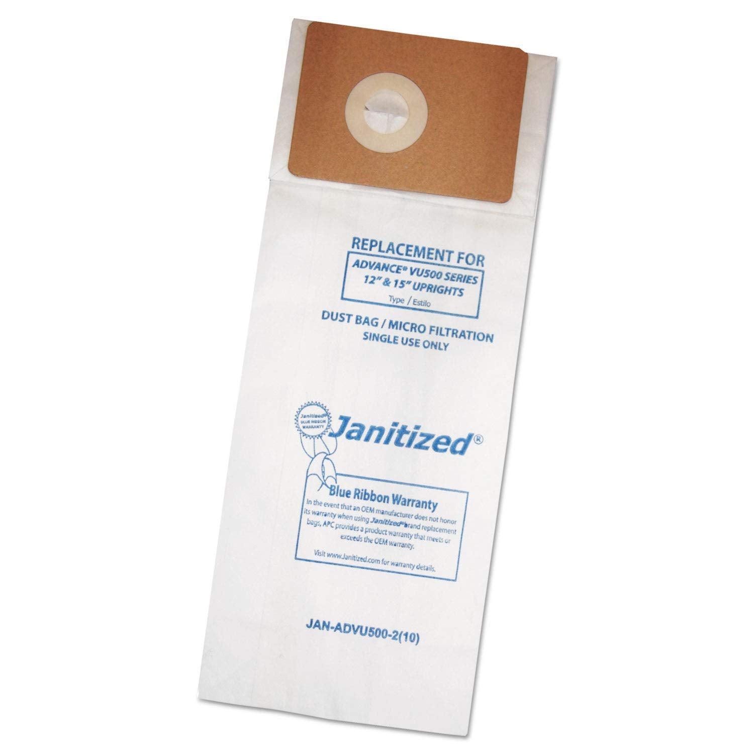 Vacuum Filter Bags Designed to Fit Advance VU500/Triple S Triumph 10/PK, 10PK/CT