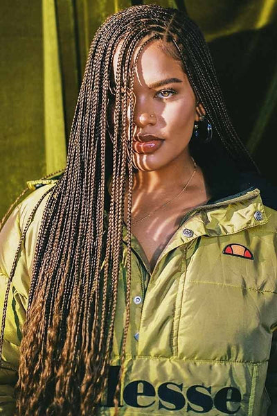 Knotless Braids with Side Parting