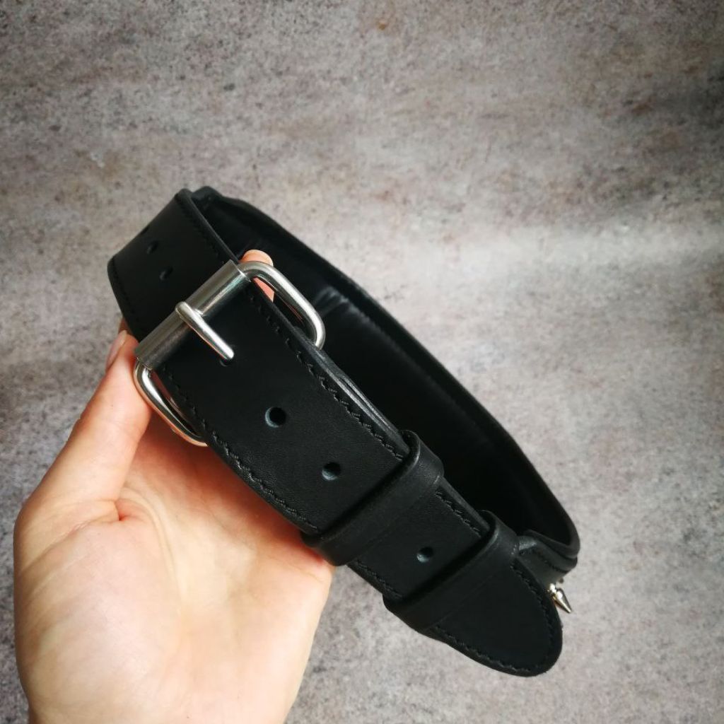 Round Handle Leather Dog Collar