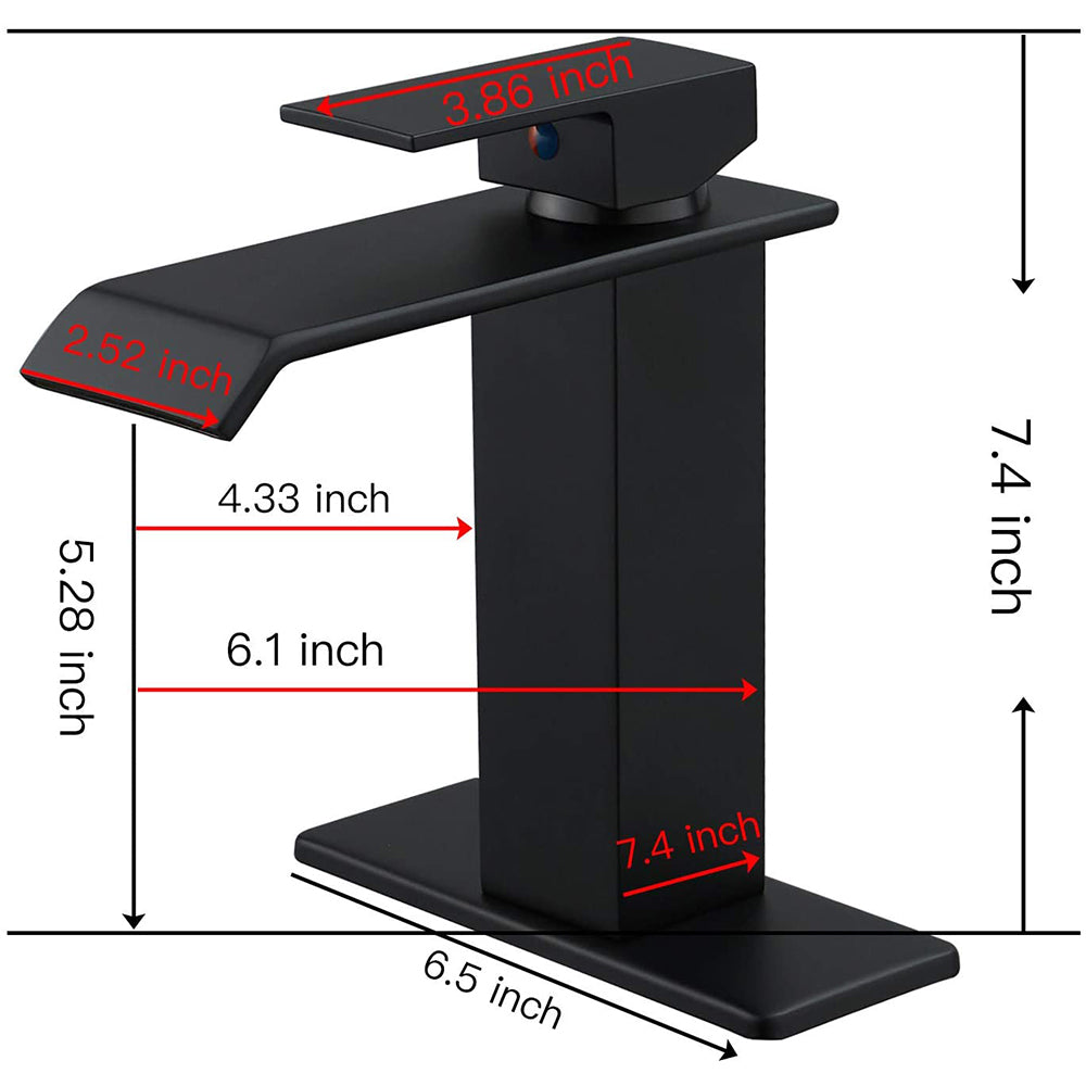 Waterfall Single-Handle Low-Arc Bathroom Faucet With Pop-up Drain Assembly