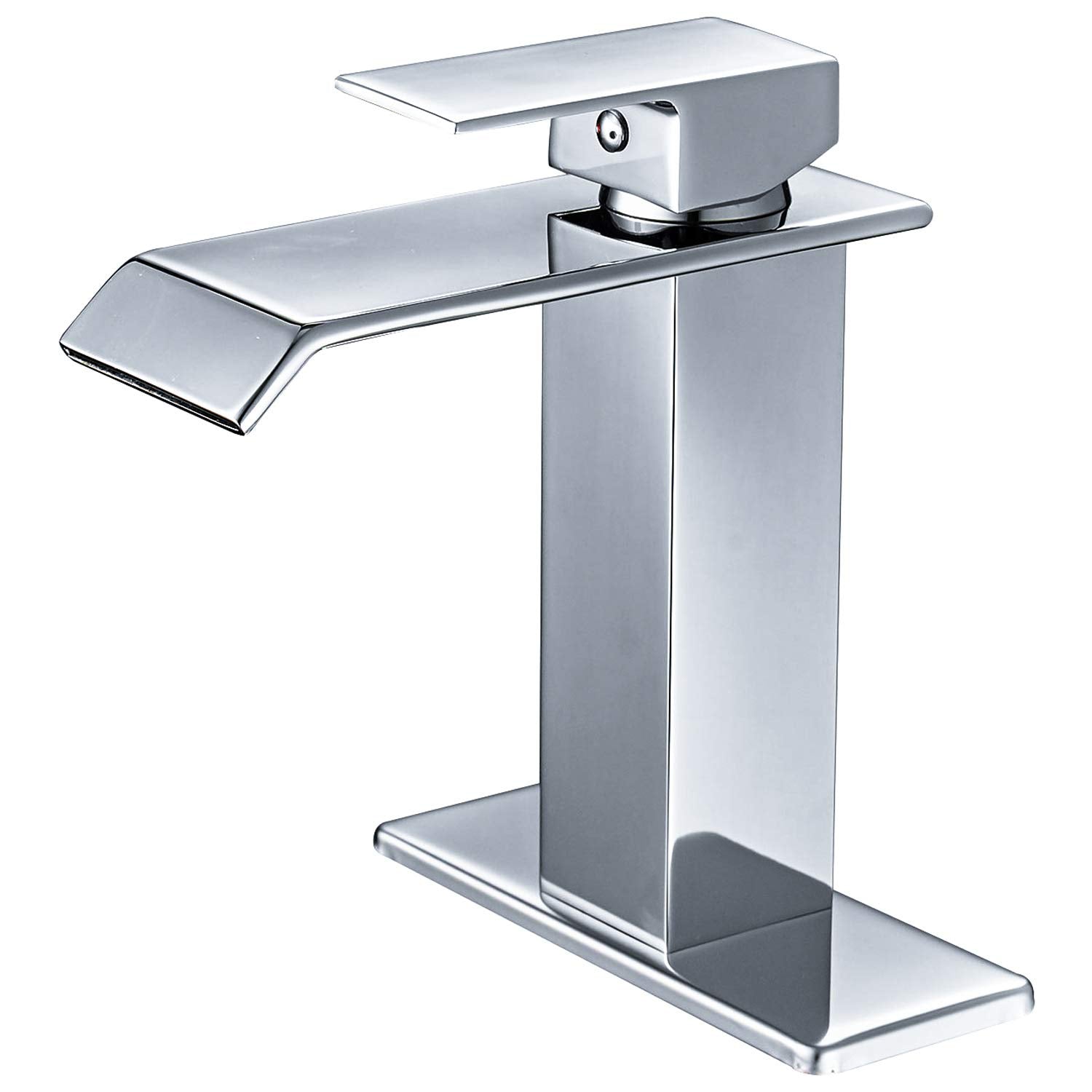 Waterfall Single-Handle Low-Arc Bathroom Faucet With Pop-up Drain Assembly