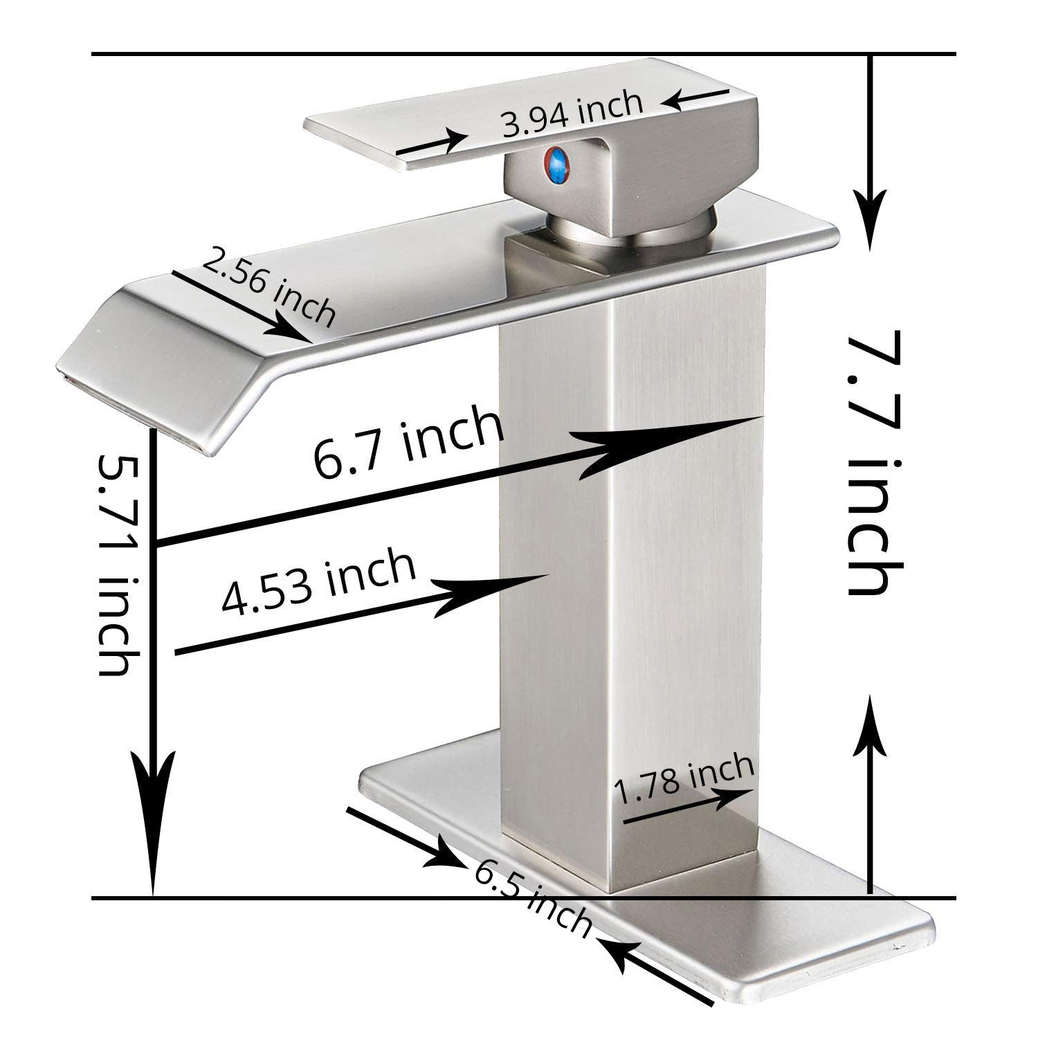 Waterfall Single-Handle Low-Arc Bathroom Faucet With Pop-up Drain Assembly