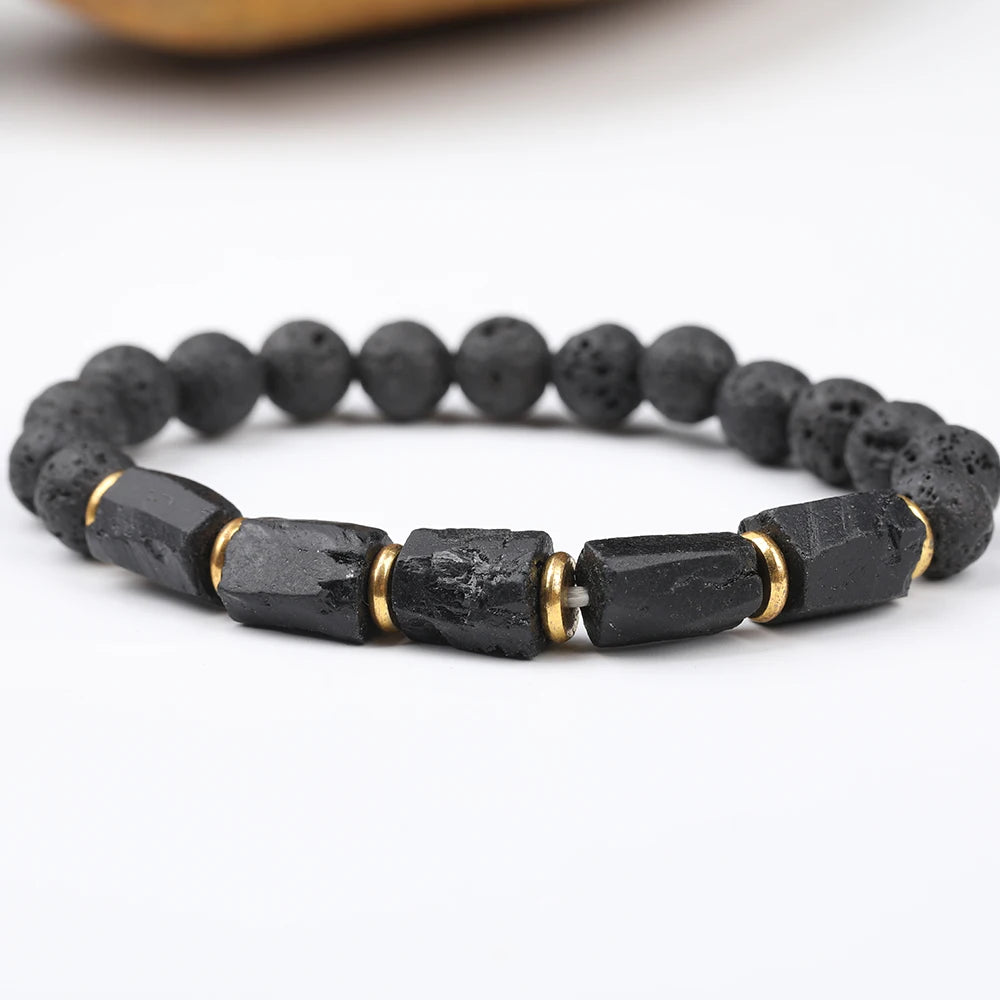 Natural Black Tourmaline Stone Beads Bracelet