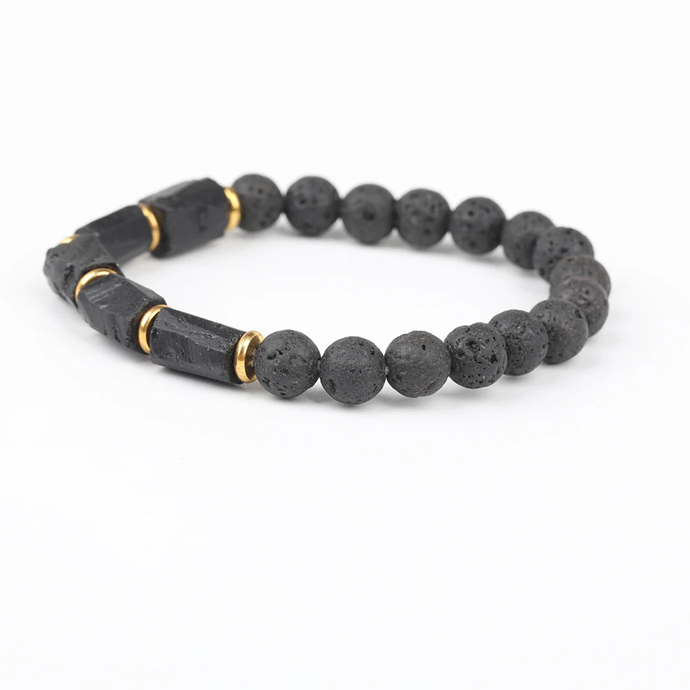 Natural Black Tourmaline Stone Beads Bracelet