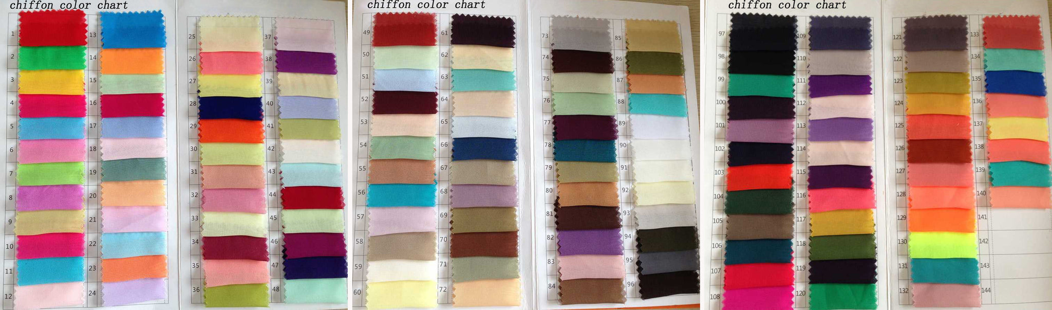 Chiffon Color Chart