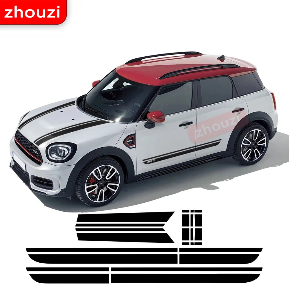 Car Hood Decal Bonnet Band Rear Trunk Body Kit Side Stripes Skirt Sticker for MINI Countryman F60 All4 Cooper JCW Accessories